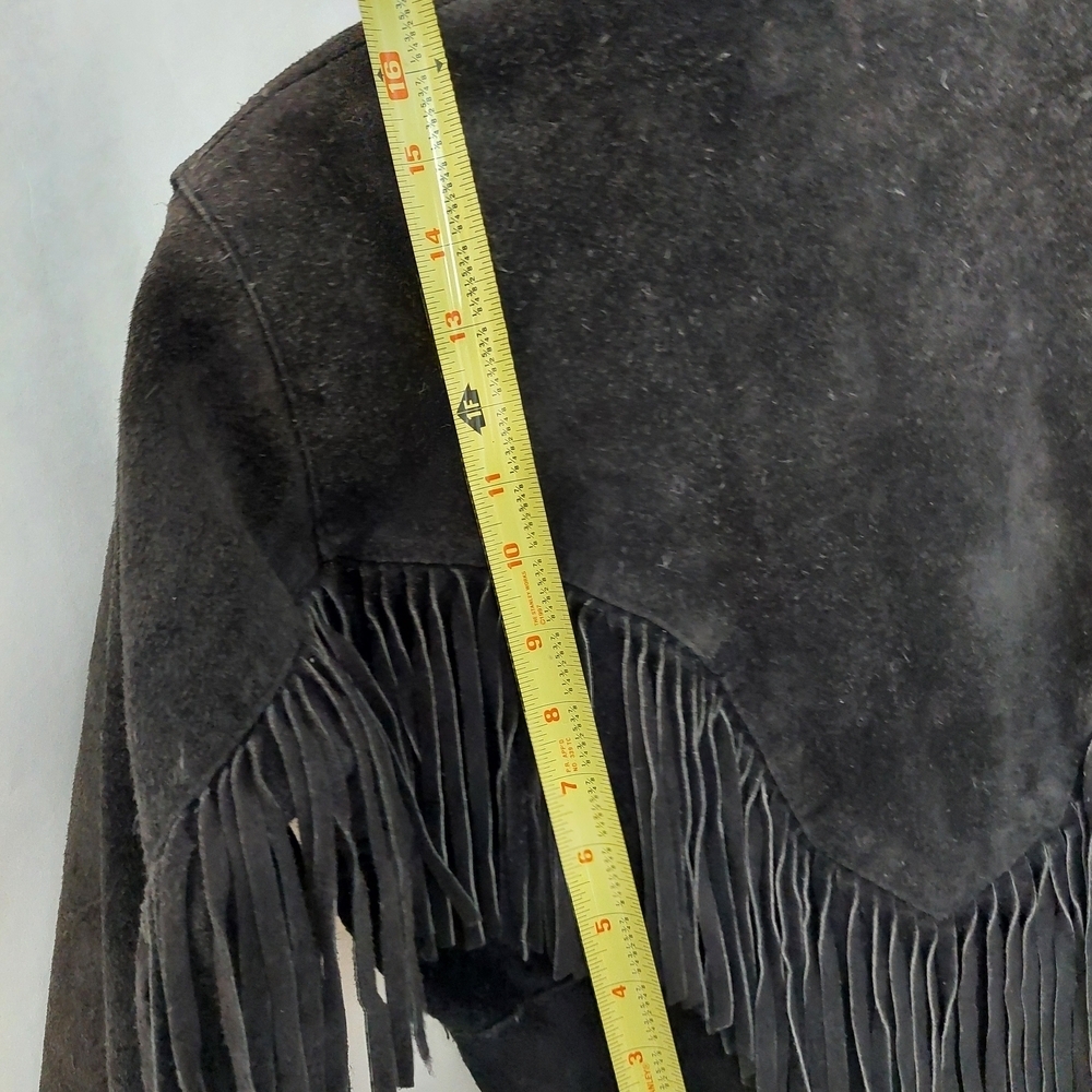 Vintage 80's Wilson's Leather Women's Black Fringe Suede Jacket Size S - Picture 8 of 15